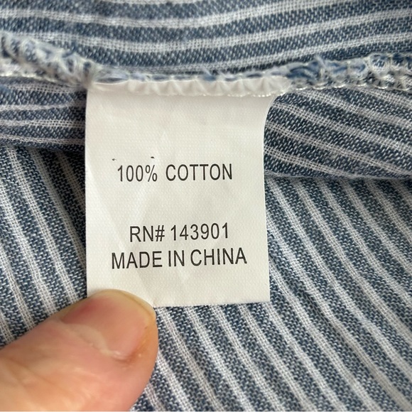 Coco & Carmen Embroidered Tassel Tie Chambray Stripe Vest Top - Picture 12 of 16